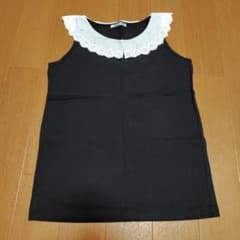 新品ノースリーブ レース襟 付きブラック Fのサムネイル