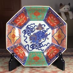 『メルうー特価』　林九郎　金彩古伊万里　『献上手面取獅子牡丹』　大皿　(深皿) 発見うー特価』 林九郎 金彩古伊万里 『献上手面取獅子牡丹』 大皿 (深