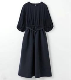 新品 グリーンレーベルリラクシング 袖タック ドッキング ワンピース