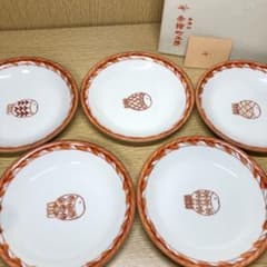 香蘭社 赤繪町工房 楽園の魚 取り分け皿 銘々皿 5客 赤絵町 美品 小鉢