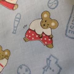 昭和レトロネズミ柄 プリント生地 コットン 水色2m