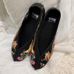 刺繍チャイナシューズ　フラットシューズ 24.5cm