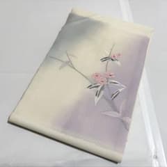 C 夏物 花模様 白地 絽 紗 薄物 正絹 太鼓柄 名古屋帯 O30 - メルカリ