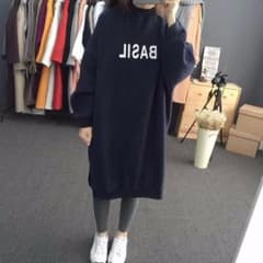 人気商品♡ゆったりシルエット♡トレーナーワンピ♡ネイビーのサムネイル