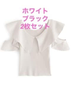 ビッグカラーショルダーオープンニットトップスのサムネイル
