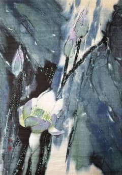 張志中 蓮 水墨画 花 絵画 中国 アート めくり 大きい - メルカリ