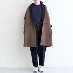 mat quotidien チェスターコート ロングコート ブラウン ネイビーのサムネイル