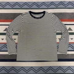 無印良品 ボーダー ロングスリーブTシャツ XL ブラック×ホワイト 美品のサムネイル