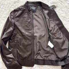 美品 希少2XL】EMMETI シングルライダースジャケット ブラウン 52