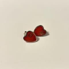 美品】GUCCI グッチ レッド ハート ピアス シルバー 925 男女兼用 