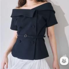 ポローラ polaura オフショルカラーダブルボタンジャケット 正規品