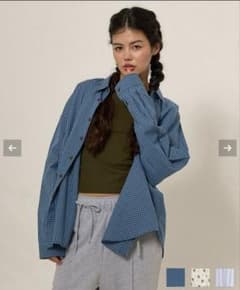 TINA:JOJUN ユニセックス　柄シャツ　ブルーのサムネイル