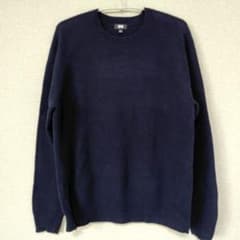 【UNIQLO】ユニクロ ラムクルーネックセーター ネイビーのサムネイル