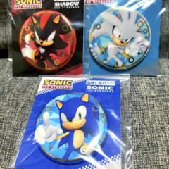 ソニックザヘッジホッグ ソニック シャドウ シルバー 箔押し缶バッジ