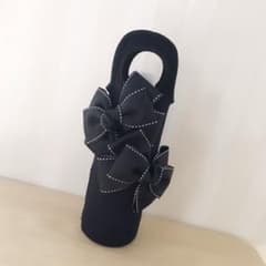 ペットボトルカバー　ハンドメイド　ブラックステッチリボンのサムネイル