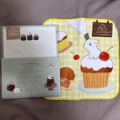 お菓子などうぶつ工房 ミニタオル クリーム　と　レターセットのサムネイル