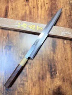 森本光一作　刺身 柳刃 青二鋼 紋鍛錬 尺　紫檀白水牛八角柄 森本光一作 刺身 柳刃 青二鋼 紋鍛錬 尺 包丁 紫檀白水牛八角柄 - メルカリ