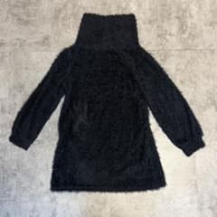 ブラック シャギーニット ハイネック 長袖のサムネイル