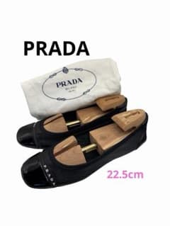 【保存袋付】PRADA プラダ レザー バレエシューズ 35.5 黒 パテント