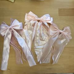 リボンヘアアクセサリー 3点セット ピンクのサムネイル