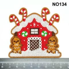 NO134 ジンジャーハウス お菓子の家 クリスマス刺繍 パッチのサムネイル