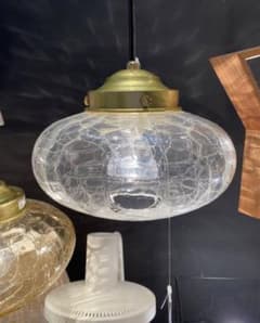 【美品】unico ウニコ　みかんヒビ　ガラスシェードペンダントライト　アンバー unico【ウニコ】蜜柑 みかんヒビ アンバー色 照明 ペンダント