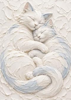 White 015 Texture style art cat painting interior