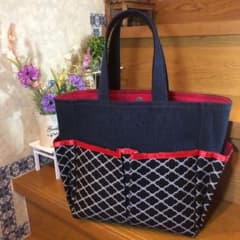 美羽♡蒼chan❤︎ママン♬様専用　デニムと黒モロッカン柄のトートバッグのサムネイル