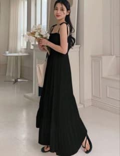 SHEIN ノースリーブロングワンピース ブラックのサムネイル