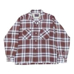 50s 60s レーヨン オープンカラー 開襟 長袖 シャツ チェック オンブレ