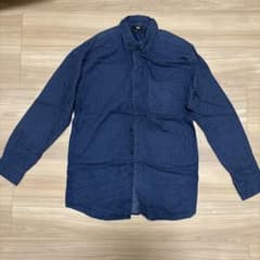 UNIQLO メンズ 長袖シャツ ドット柄 ネイビー XLのサムネイル