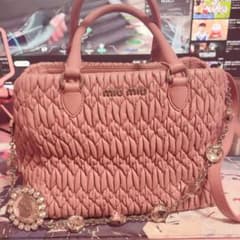 miumiu ナッパクリスタル マテラッセ バッグ ピンク - メルカリ