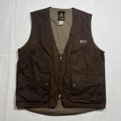 vintage 90s BROWNINGオイルドハンティングベスト古着ロゴパッチ