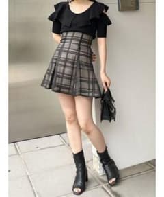 MERCURY DUO シアーチェックバックレースアップミニスカパンのサムネイル