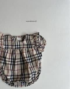 mienbloom.B ロンドンチェック フリル半袖ロンパース　80 美品のサムネイル