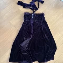 パープルベルベットストラップドレスのサムネイル