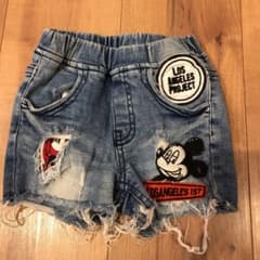 ミッキーワッペンのクラッシュデニムのショートパンツ♡のサムネイル