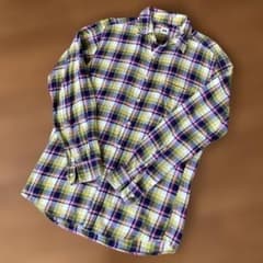 UNIQLO 長袖シャツ イエロー系 チェック柄