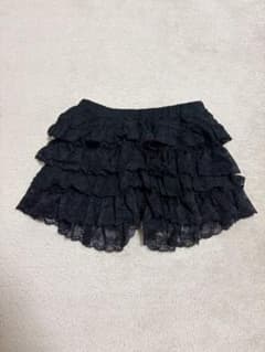 レースフリル ミニスカート風ショートパンツ ブラックのサムネイル