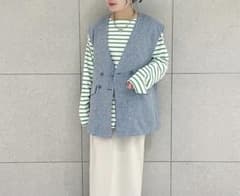 w closet VネックW前BIGシルエットジレ
