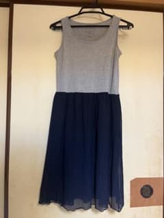 SPINASH キッズ ノースリーブ ワンピース グレー×ネイビーのサムネイル