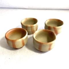 未使用】備前焼 ぐい呑み 4客セット 酒器 お猪口 緋襷 ひだすき 古備前