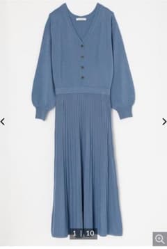 moussyロングワンピース  BLOUSING FLARE KNIT ドレスのサムネイル