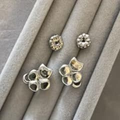 Earrings by Tsumori Chisato: Clover x Cat x Silver