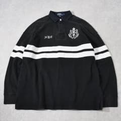 ラルフローレン ラグビー フード付き ラガーシャツ ナンバリング XXL 90s ヴィンテージ ラルフローレン ナンバリング ラガーシャツ 黒×白 XL