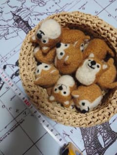 羊毛フェルト　柴犬　二匹のサムネイル