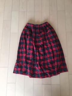 ハンドメイド　赤いチェックのスカートのサムネイル