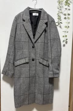 AZUL チェック柄ダブルボタンコート Mサイズのサムネイル