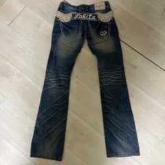 Lolita Jeans デニムパンツ ブーツカット 羽刺繍 ローライズのサムネイル