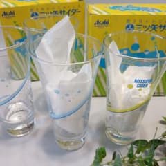 三ツ矢サイダー グラス 2箱4個セット 昭和レトロ 当時物 スリムグラス　コップのサムネイル